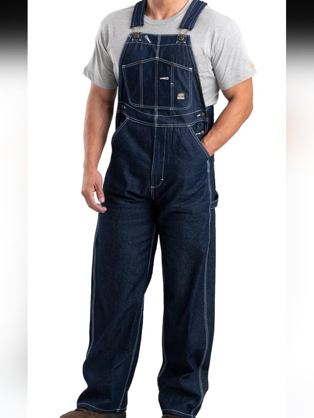 Berne Work-Ready Heavy Duty Denim Overalls in Dark Blue - Sz 34x30